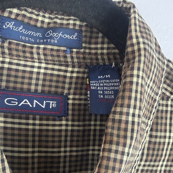 Gant Autumn Oxford Cotton Men’s Plaid Button-Down Long Sleeve Shirt Size Medium - Picture 4 of 13